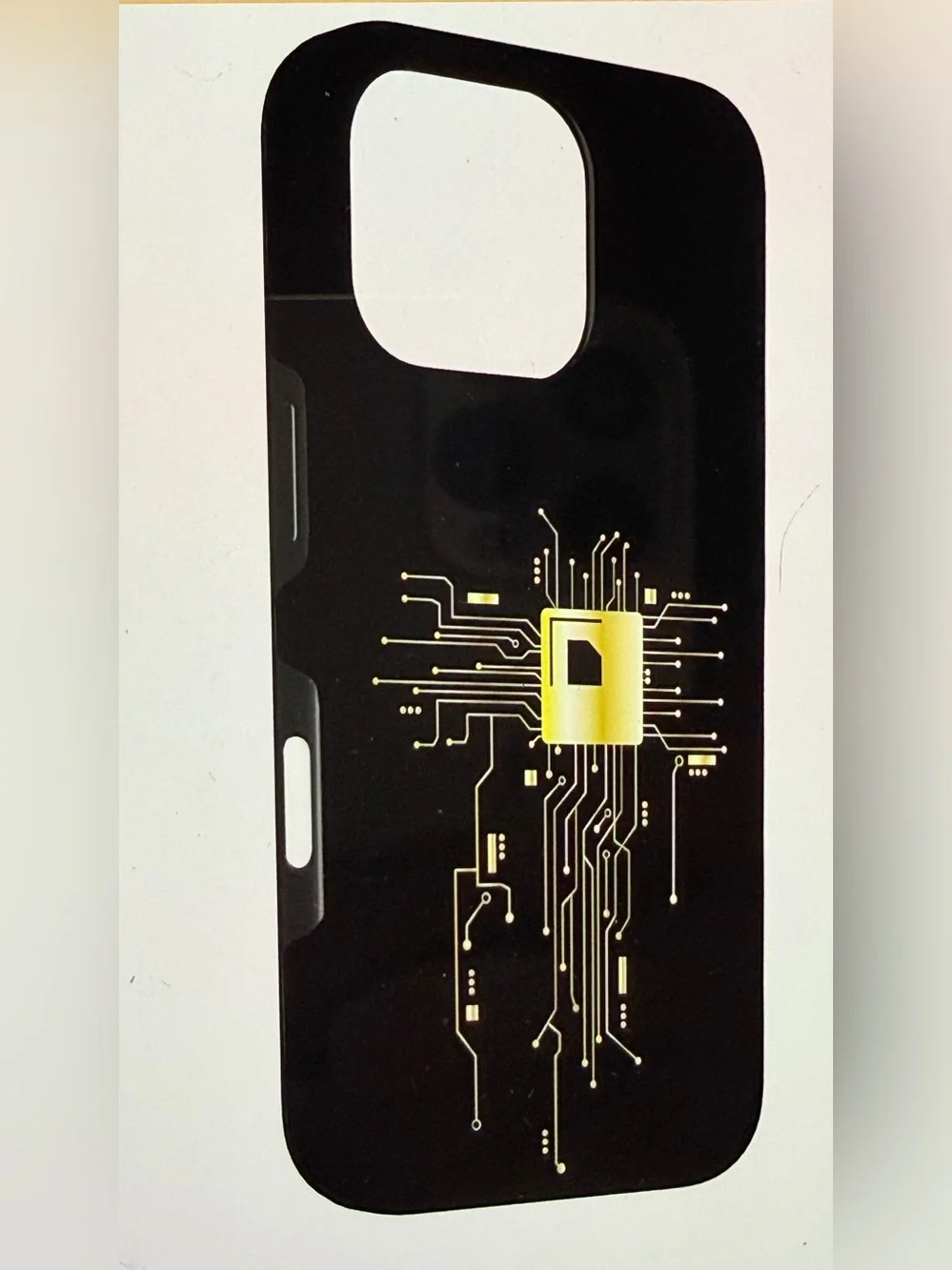 Phone case for Iphone 17 Pro Black with gold circuit design - unbranded